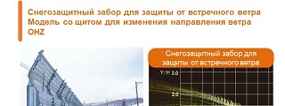03.Снегозащитный забор для защиты от встречного ветраМодель со щитом для изменения направления ветра OHZ